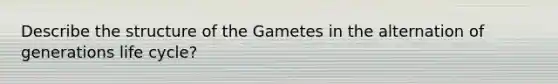 Describe the structure of the Gametes in the alternation of generations life cycle?