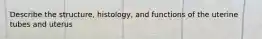 Describe the structure, histology, and functions of the uterine tubes and uterus