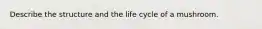 Describe the structure and the life cycle of a mushroom.