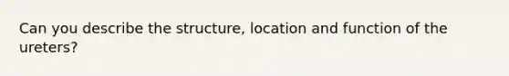 Can you describe the structure, location and function of the ureters?
