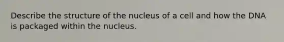 Describe the structure of the nucleus of a cell and how the DNA is packaged within the nucleus.