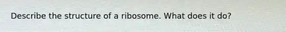 Describe the structure of a ribosome. What does it do?