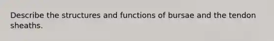 Describe the structures and functions of bursae and the tendon sheaths.