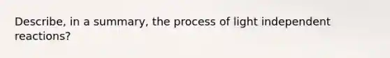 Describe, in a summary, the process of light independent reactions?