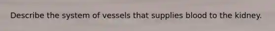 Describe the system of vessels that supplies blood to the kidney.