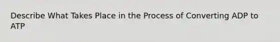 Describe What Takes Place in the Process of Converting ADP to ATP