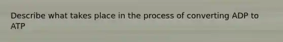 Describe what takes place in the process of converting ADP to ATP