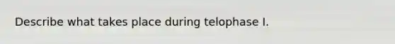 Describe what takes place during telophase I.