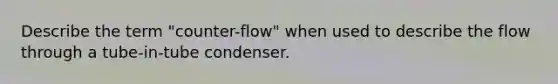 Describe the term "counter-flow" when used to describe the flow through a tube-in-tube condenser.