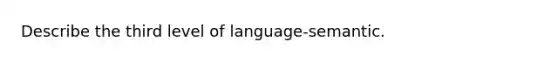 Describe the third level of language-semantic.