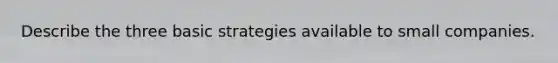 Describe the three basic strategies available to small companies.