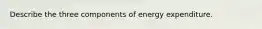 Describe the three components of energy expenditure.