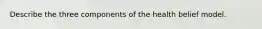 Describe the three components of the health belief model.