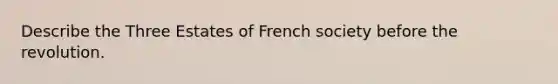 Describe the Three Estates of French society before the revolution.