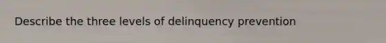 Describe the three levels of delinquency prevention