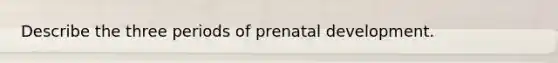 Describe the three periods of prenatal development.