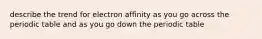 describe the trend for electron affinity as you go across the periodic table and as you go down the periodic table