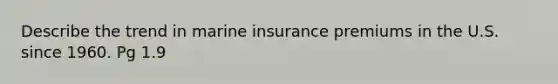 Describe the trend in marine insurance premiums in the U.S. since 1960. Pg 1.9