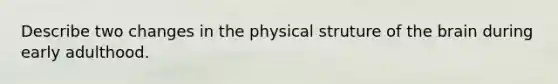 Describe two changes in the physical struture of the brain during early adulthood.