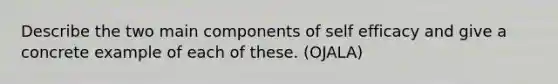 Describe the two main components of self efficacy and give a concrete example of each of these. (OJALA)