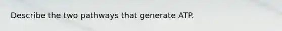 Describe the two pathways that generate ATP.