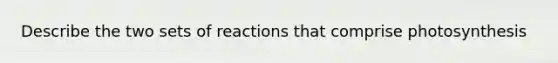 Describe the two sets of reactions that comprise photosynthesis