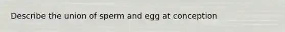 Describe the union of sperm and egg at conception