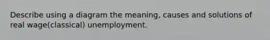 Describe using a diagram the meaning, causes and solutions of real wage(classical) unemployment.