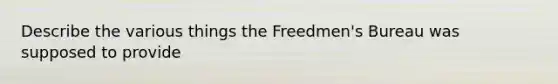 Describe the various things the Freedmen's Bureau was supposed to provide