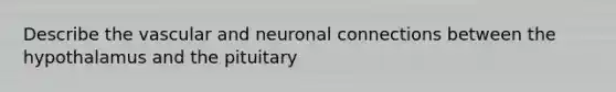 Describe the vascular and neuronal connections between the hypothalamus and the pituitary