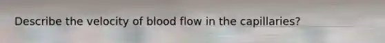 Describe the velocity of blood flow in the capillaries?