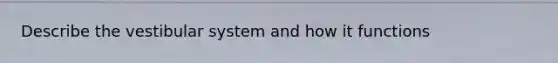 Describe the vestibular system and how it functions