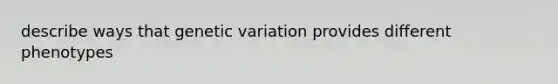 describe ways that genetic variation provides different phenotypes