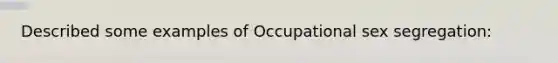 Described some examples of Occupational sex segregation: