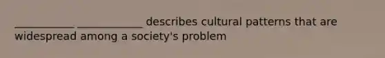 ___________ ____________ describes cultural patterns that are widespread among a society's problem