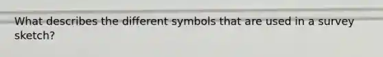 What describes the different symbols that are used in a survey sketch?