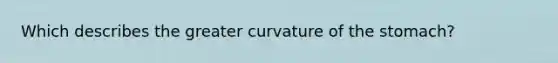 Which describes the greater curvature of the stomach?