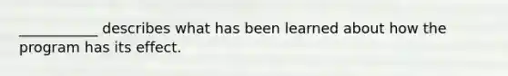 ___________ describes what has been learned about how the program has its effect.