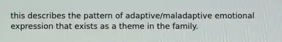 this describes the pattern of adaptive/maladaptive emotional expression that exists as a theme in the family.