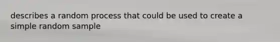 describes a random process that could be used to create a simple random sample