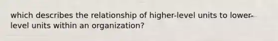 which describes the relationship of higher-level units to lower-level units within an organization?