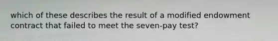 which of these describes the result of a modified endowment contract that failed to meet the seven-pay test?