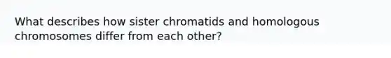 What describes how sister chromatids and homologous chromosomes differ from each other?