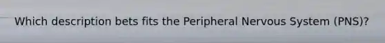 Which description bets fits the Peripheral Nervous System (PNS)?