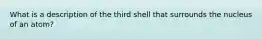 What is a description of the third shell that surrounds the nucleus of an atom?