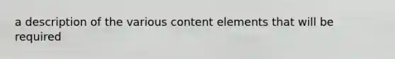 a description of the various content elements that will be required