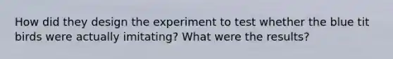 How did they design the experiment to test whether the blue tit birds were actually imitating? What were the results?