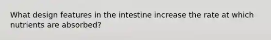 What design features in the intestine increase the rate at which nutrients are absorbed?