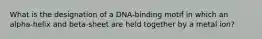 What is the designation of a DNA-binding motif in which an alpha-helix and beta-sheet are held together by a metal ion?