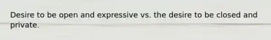 Desire to be open and expressive vs. the desire to be closed and private.